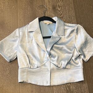 L.A. Hearts Light Blue Cropped Button-Up Shirt
